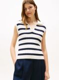 Multi Cable Knit Sleeveless Polo Jumper  Women