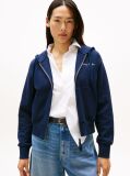 Blue Logo Embroidery Zip-Thru Pique Hoody  Women