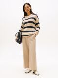 Beige Pressed Wide Leg Ankle Chinos  Women