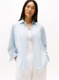 Blue Oversized Fit Adjustable Cuffs Poplin Shirt  Women