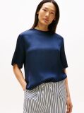 Blue Relaxed Fit Sateen T-Shirt  Women