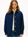 Blue Wool Blend Pocket Regular Shacket  Women