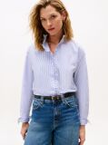 Blue Ruffle Collar Poplin Relaxed Fit Shirt  Women