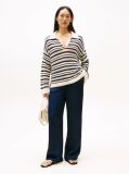 Blue Sateen Relaxed Straight Leg Trousers  Women