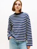 Multi Gold-Tone Button Stripe Sweatshirt  Women