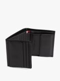 Black Hilfiger Flag Trifold Ribbed Leather Wallet  Men