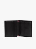 Black Hilfiger Flag Trifold Ribbed Leather Wallet  Men