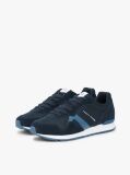 Blue Suede Mixed Texture Trainers  Men