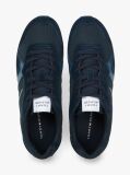 Blue Suede Mixed Texture Trainers  Men