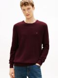 Red Crew Neck Textured Knit Jumper  Men