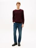 Red Crew Neck Textured Knit Jumper  Men