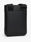 Black Metal Logo Woven Crossbody Bag  Men