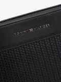 Black Metal Logo Woven Crossbody Bag  Men