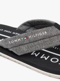 Black Pure Linen Chambray Jacquard Flip-Flops  Men