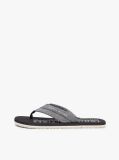 Black Pure Linen Chambray Jacquard Flip-Flops  Men