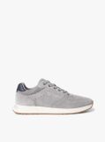 Grey Suede Mixed Texture Fine Cleat Trainers  Men