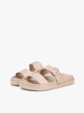 Beige Double Strap Enamel Flag Slides  Women