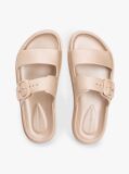 Beige Double Strap Enamel Flag Slides  Women