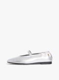 Silver Metallic Leather Ballerinas  Women