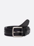Black Leather And Webbing Casual Belt  Men
