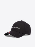 Black Six-Panel Logo Embroidery Baseball Cap  Men