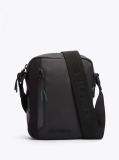 Black Rubberised Logo Reporter Bag  Men