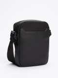 Black Rubberised Logo Reporter Bag  Men