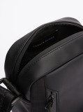 Black Rubberised Logo Reporter Bag  Men