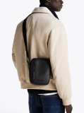 Black Rubberised Logo Reporter Bag  Men