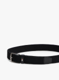 Black Square Buckle Textured Belt  Men