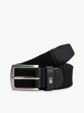 Black Square Buckle Textured Belt  Men