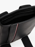 Black Metal Logo Pebble Grain Crossbody Bag  Men