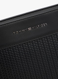 Black Metal Logo Woven Crossbody Bag  Men