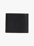 Black Hilfiger Flag Leather Card And Coin Bifold Wallet  Men