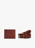 Brown TH Crest Leather Belt And Card Holder Gift Box  Men