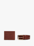 Brown TH Crest Leather Belt And Card Holder Gift Box  Men