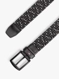 Black Denton Rectangular Buckle Braided Elastic Belt  Men