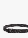 Black Denton Rectangular Buckle Braided Elastic Belt  Men