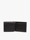 Black Hilfiger Flag Ribbed Leather Flap Wallet  Men