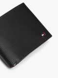 Black Hilfiger Flag Ribbed Leather Flap Wallet  Men