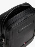 Black Pebble Grain Logo Crossbody Reporter Bag  Men