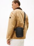 Black Pebble Grain Logo Crossbody Reporter Bag  Men