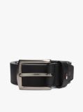 Black Denton Adjustable Textured Leather Belt  Men