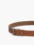 Brown Flag Plaque Embossed Leather Belt  Men