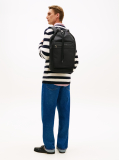 Black Metal Logo Crossbody Sling Bag  Men