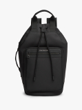Black Metal Logo Crossbody Sling Bag  Men