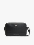 Black Signature Tape Plaque Crossbody Reporter Bag  Men