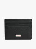 Black Leather Signature Plaque Card Holder  Men