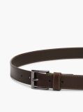 Brown Topstitch Square Buckle Leather Belt  Men