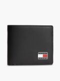 Black Leather Logo Plaque Bifold Wallet  Men